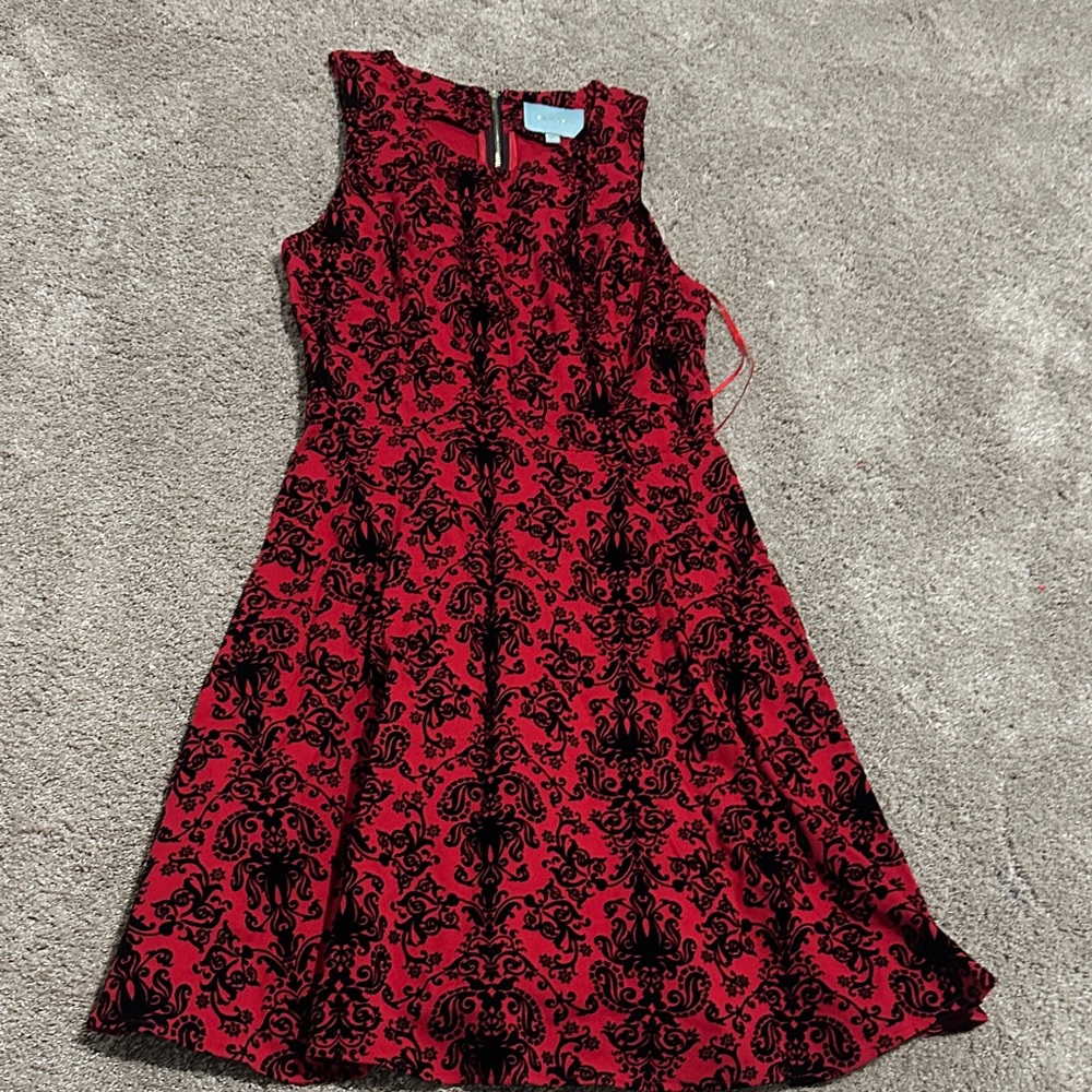 Elegant Red and Black Patterned Dress